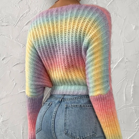 New ombre wrap v neck sweater - Picture 5 of 6